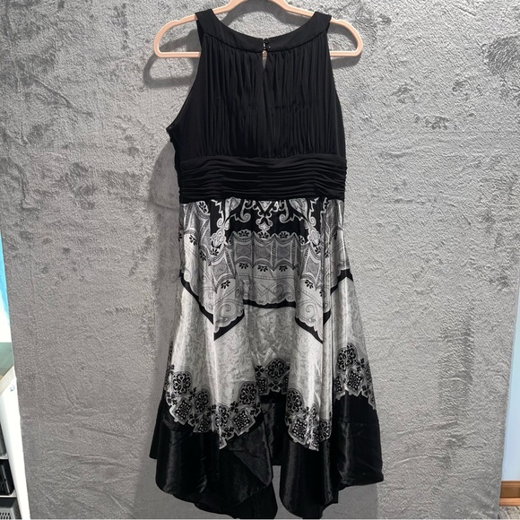 Melrose Social Black Silver Handkerchief Cocktail Party Dress Size 18 - Picture 3 of 13